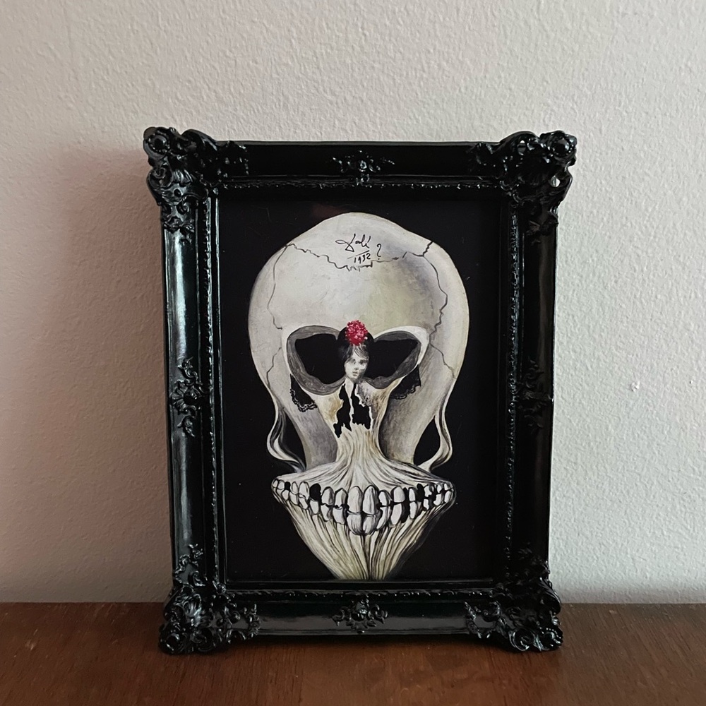 Salvador Dali Ballerina In Death's Head Framed Print 6.5x8 Halloween Skull Art